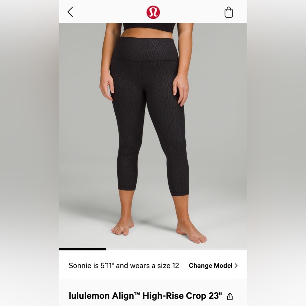 Lululemon Align 23 high rise crop - segment emboss black